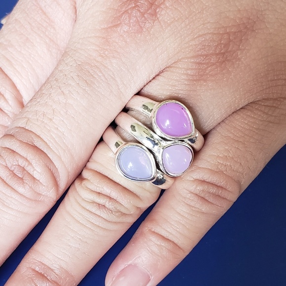 Avon Jewelry - Stackable Purple & Pink Silvertone Rings